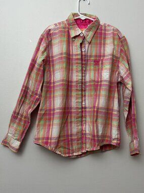 Twenty X Girls XL 12 Multicolor Plaid Long Sleeve Button Front Shirt